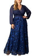 Blossoming Beauty Mesh Evening Gown - Black - Plus