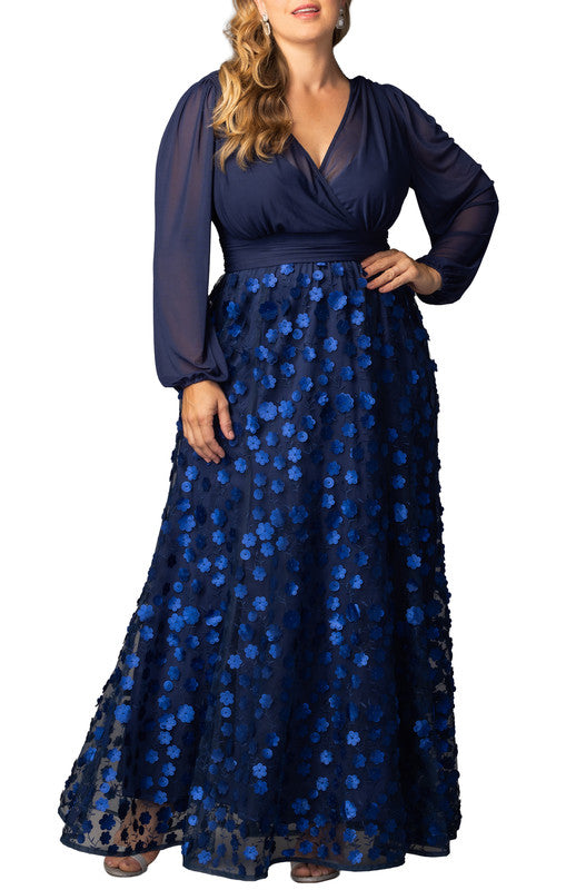 Blossoming Beauty Mesh Evening Gown - Plus