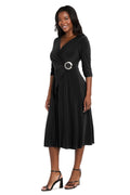 Midi Jersey Faux Wrap with 3/4 Sleeves - Petite