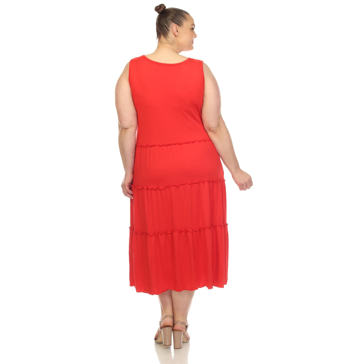 Scoop Neck Tiered Midi Dress - Plus